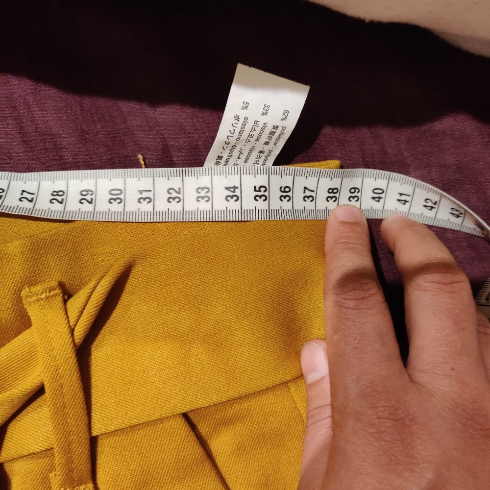ZARA|| MUSTARD BELTED TROUSERS SIZE L - Picture 8 of 9